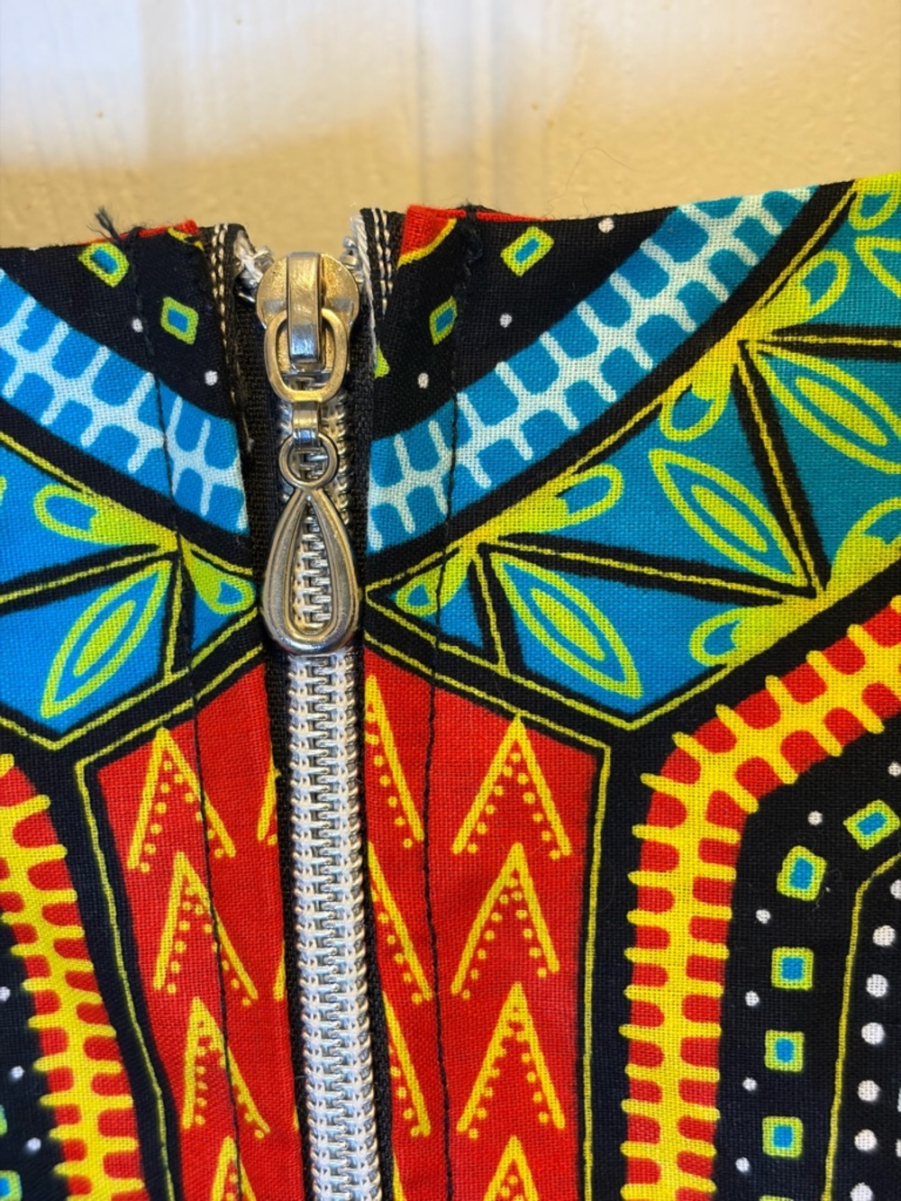 African V-Neck Maxi Prom Dress in Black with Vibrant Print - Picture 4 of 4